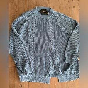 I Love Mr Mittens blue cable knit cotton sweater